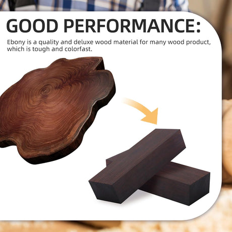 2Pcs Black Ebony Wood, 4.72 x 1.57 x 0.98 Ebony Wood Lumber Handle Plate for Music Instruments DIY Tools, Black Ebony Lumber Original Wood Timber for Wood Turning Blanks Flylin