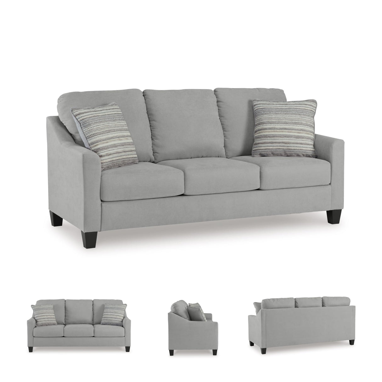 Signature Design by Ashley Adlai Casual 2-in-1 Queen Sofa Sleeper with Folding Memory Foam Mattress and 2 Toss Pillows, Light Gray Signature Design by Ashley