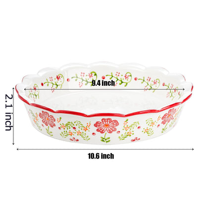 Coloch 2 Pack Ceramic Pie Plate for Baking with Fluted Rim, 9 Inch Round Pie Dish Colorful Floral Pie Pan Deep Quiche Baking Dish for Dessert, Pies, Quiche, Baking, Dishwasher and Microwave Oven Safe