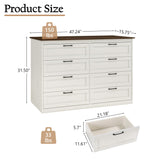Vikiullf 8 Drawer Dresser - Farmhouse Dresser for Bedroom, Wooden Chest of Drawers, Storage Drawers for Bedroom, Living Room, Hallway, Entryway Organizer, Rust Oak White Vikiullf