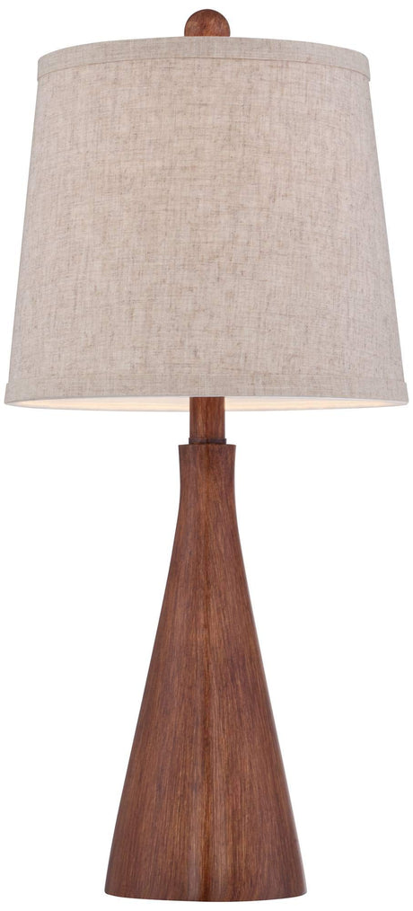 360 Lighting Fraiser Modern Accent Table Lamp 23 1/2" High Brown Faux Wood Tapered Column Oatmeal Drum Shade for Bedroom Living Room House Home Bedside Nightstand Office Entryway Kids Family 360 Lighting