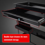 BHB 3 Tier Rolling Tool Cart Box On Wheels with Lockable Drawer, Heavy Duty Capability Tool Cart for Mechanics, Large Storage Organizer Utility Cart, for Garage Warehouse Repair Shop, 350 Lbs Load BHB