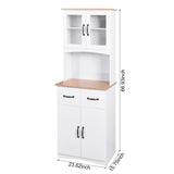 Aisurun Kitchen Buffet with Hutch, Freestanding Pantry Cabinet Kitchen Cupboard with 4 Doors, 2 Drawers & Open Shelf, 2 Storage Cabinets with Adjustable Shelves, White Aisurun