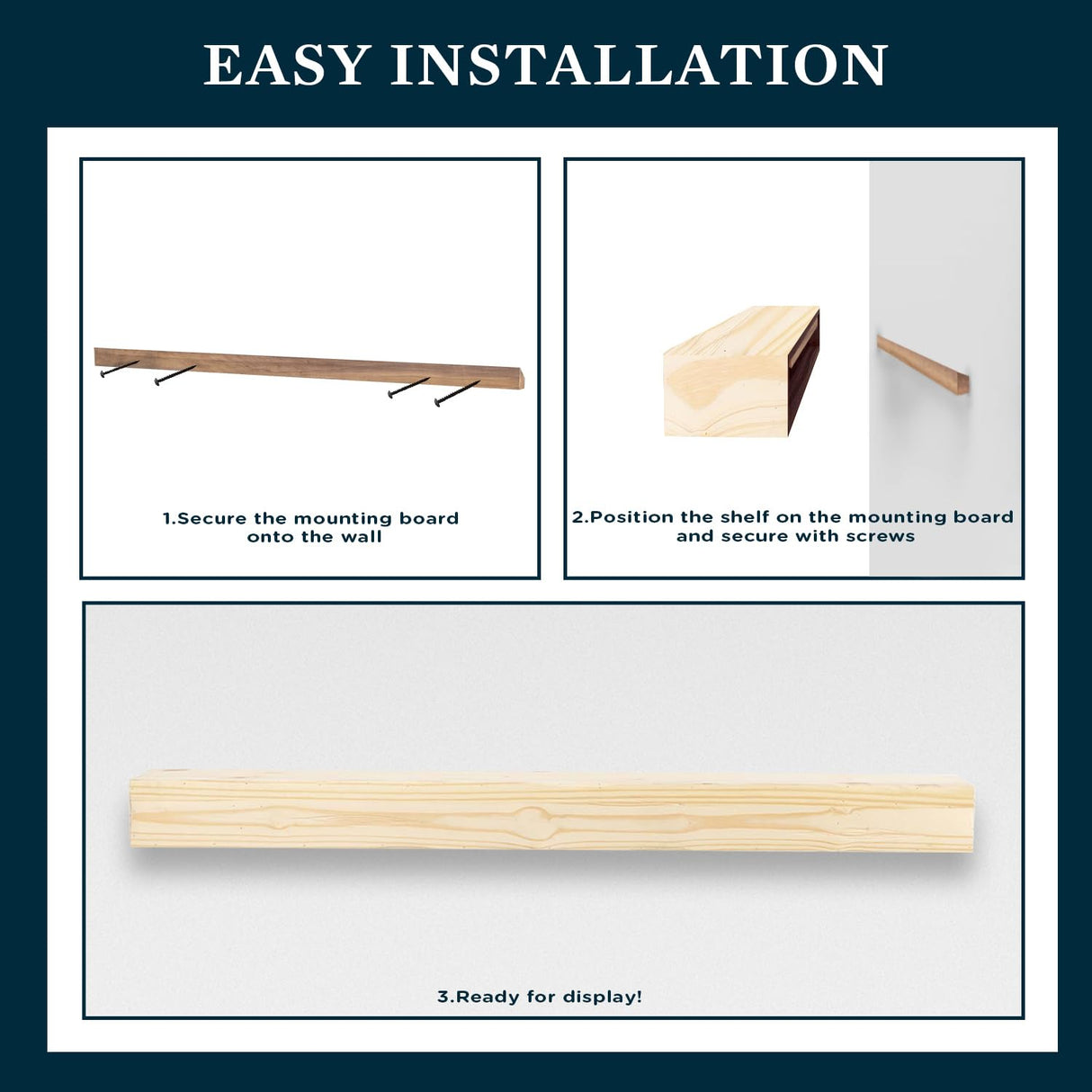 48 Inch Floating Fireplace Mantel Wood Shelf In Unfinished Rustic - Breckenridge From Mantels Direct | With Corbel Bracket Arches | Wooden Rustic Wall Shelf Perfect for Electric Fireplaces and Décor MANTELSDIRECT