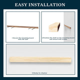 48 Inch Floating Fireplace Mantel Wood Shelf In Unfinished Rustic - Breckenridge From Mantels Direct | With Corbel Bracket Arches | Wooden Rustic Wall Shelf Perfect for Electric Fireplaces and Décor MANTELSDIRECT