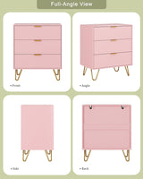 Aobafuir 3 Drawer Dresser for Bedroom, Modern Closet Dressers Chest of Drawers, Storage Dresser Chest Cabinet Organizer Unit, Small Fluted Dresser for Bedroom (Pink Stripe) Aobafuir