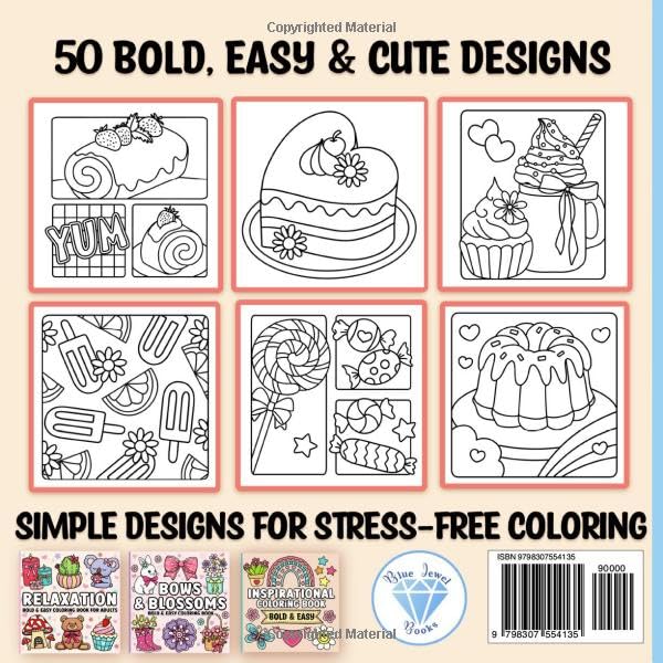 Coloring Book for Adults Relaxation: Bold and Easy Sweet Treats WoodArtSupply