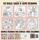 Coloring Book for Adults Relaxation: Bold and Easy Sweet Treats WoodArtSupply