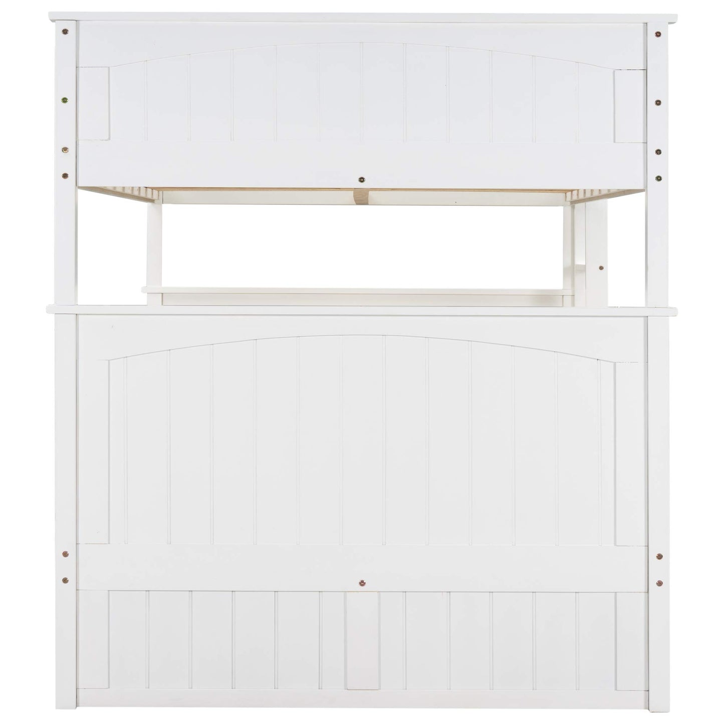 SOFTSEA Wooden Bunk Bed Full Over Full with Trundle for 3, Divided Into Two Separate Full Beds, White