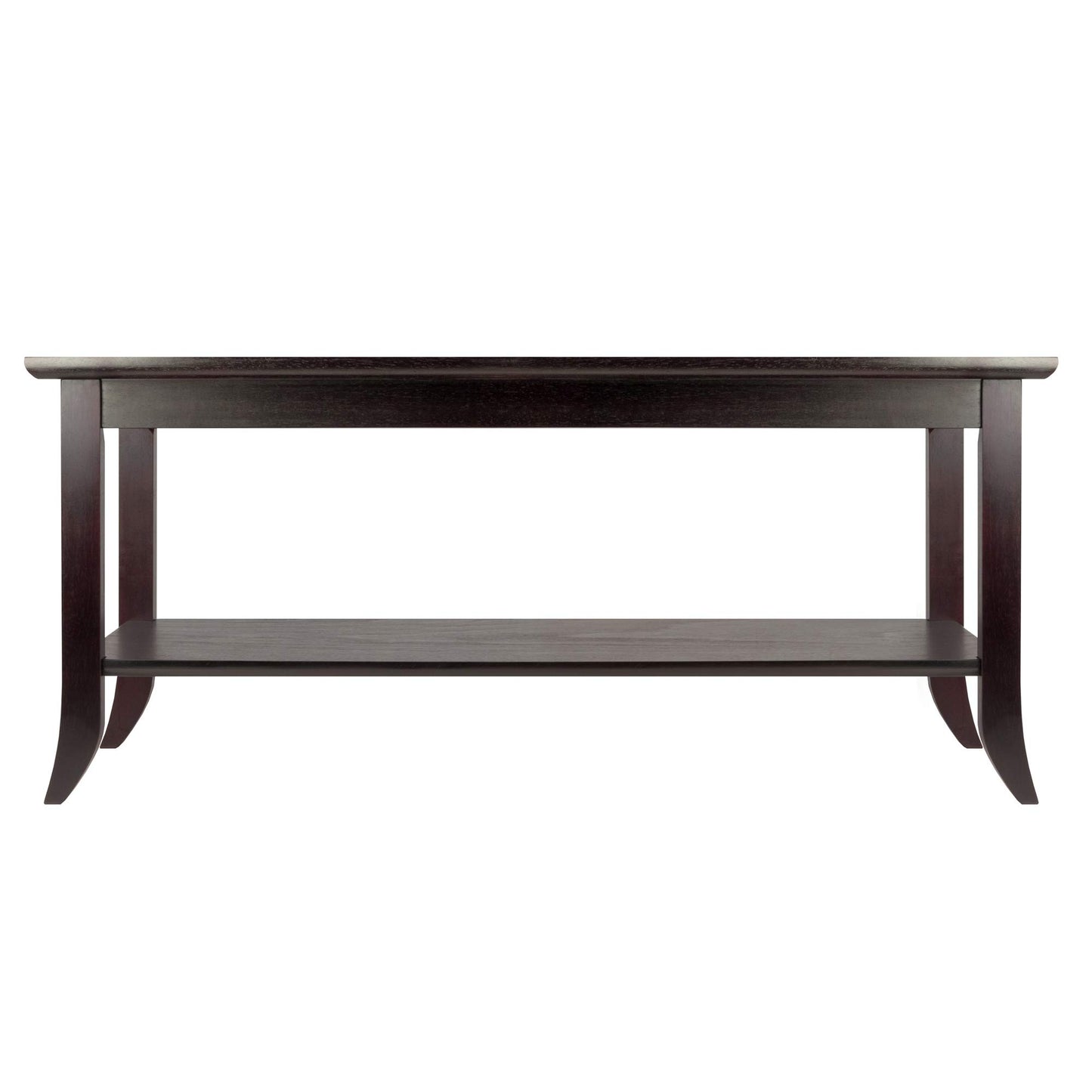 Winsome Genoa Rectangular Coffee Table with Glass Top And Shelf, Espresso - WoodArtSupply