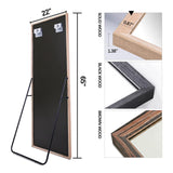 TheiaMo 65"×22" Wooden Full Length Mirror, Floor Mirror with Standing Holder Leaning/Hanging Mirror Wood Frame Large Wall-Mounted Mirror for Bedroom/Living Room, Solid Wood TheiaMo