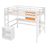 Bellemave Twin Loft Bed with Desk and Storage – Solid Wood Frame in White Bellemave
