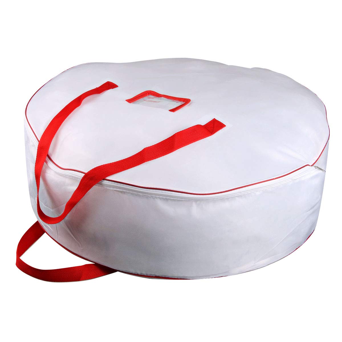 36" Christmas Wreath Storage Container Bag - Christmas Extra Large Garland Wreath Storage Container - Reinforced Wide Heavy Duty Handle & Double Sleek Zipper - Protect Your Party Decorations- White TQS