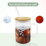 YOUKE OLA 12 Pack Sublimation Glass Cup with Handle Frosted Sublimation Blank Beer Can Tumblers with Bamboo Lid and Straw for heat press 16oz YOUKE OLA