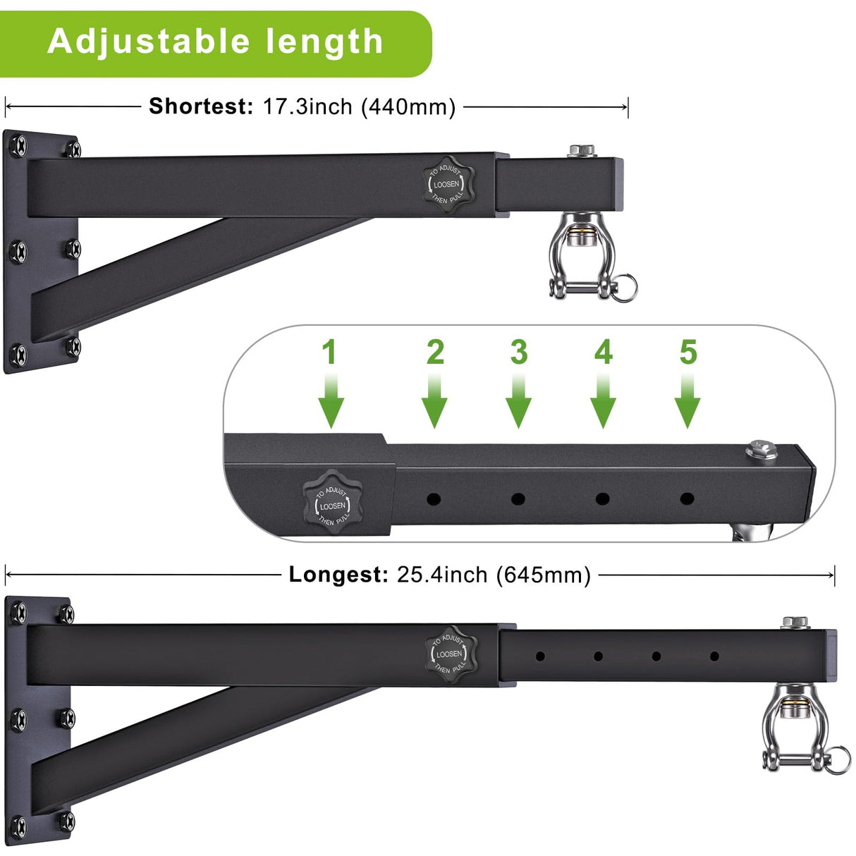 BeneLabel Wall Mount Punching Bag Hanger with Adjustable Length 17-25 inch Heavy Bag Holder 800 LB Capacity Punching Bag Hanging Bracket for Boxing Bag BeneLabel