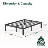 ZINUS Luis 16 Inch QuickLock Metal Platform Bed Frame, Mattress Foundation with Steel Slat Support, No Box Spring Needed, Easy Assembly, Queen, Black ZINUS