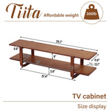 Tiita TV Stand with Storage for TVs up to 65'', Bamboo TV Console Entertainment Center with 2 Open Shelf, Mid Century Modern Media Console for Living Room, Bedroom, Walnut Tiita