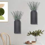 Dnnnii 2 Pack Wooden Wall Vase Set - Black Finish Modern Farmhouse & Boho Wall Decor for Entryway, Hallway, Bathroom, Living Room, Dining Room, Narrow Spaces Dnnnii