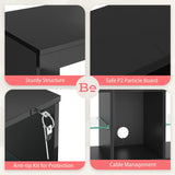 Bestier Modern TV Stand for 55 60 inch TV with LED Lights, High Gloss Entertainment Center TV Console Table with Storage Shelves for Living Room, Glossy Black Bestier