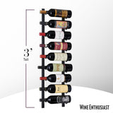 Wine Enthusiast N'FINITY 9 Bottle Wall Mounted Metal Wine Rack – Label Forward Wine Rack with Easy Installation - 3' Tall, 1 Column Deep (Black) Wine Enthusiast
