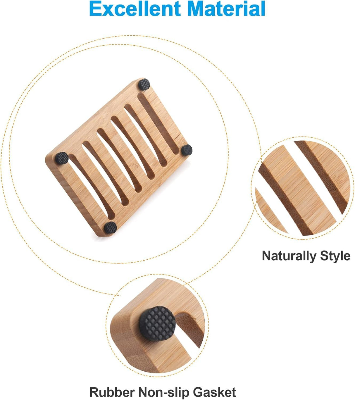 AmazerBath Soap Holder Soap Dish, Bamboo Soap Dish, 2 Pack Wood Soap Holder, Bar Soap Holder for Shower, Soap Tray Self Draining, Soap Saver for Shower, Bathroom, Kitchen(Natural Color) AmazerBath