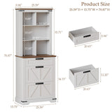 Halitaa 70" Tall Bookshelf, 3-Tier Floor Standing Bookcase with Drawers, Rustic White Farmhouse Book Shelf Wooden Display Organizer for Home Office, Living Room, Bedroom Halitaa