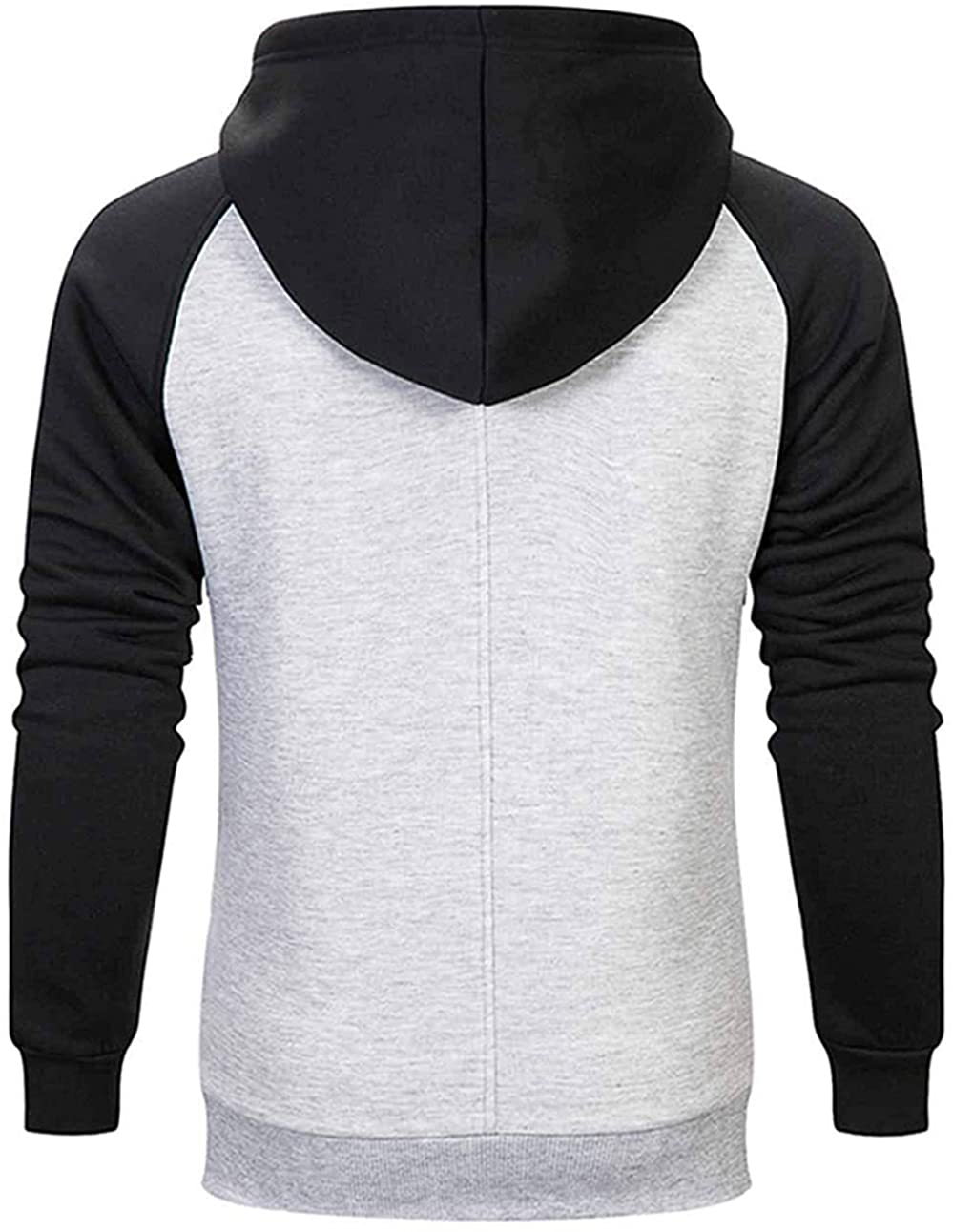 Wielsscca Mens Hoodies Patchwork Pullover Color Block Sweatshirts Casual Drawstring Tops with Pocket Light Gray XL Wielsscca
