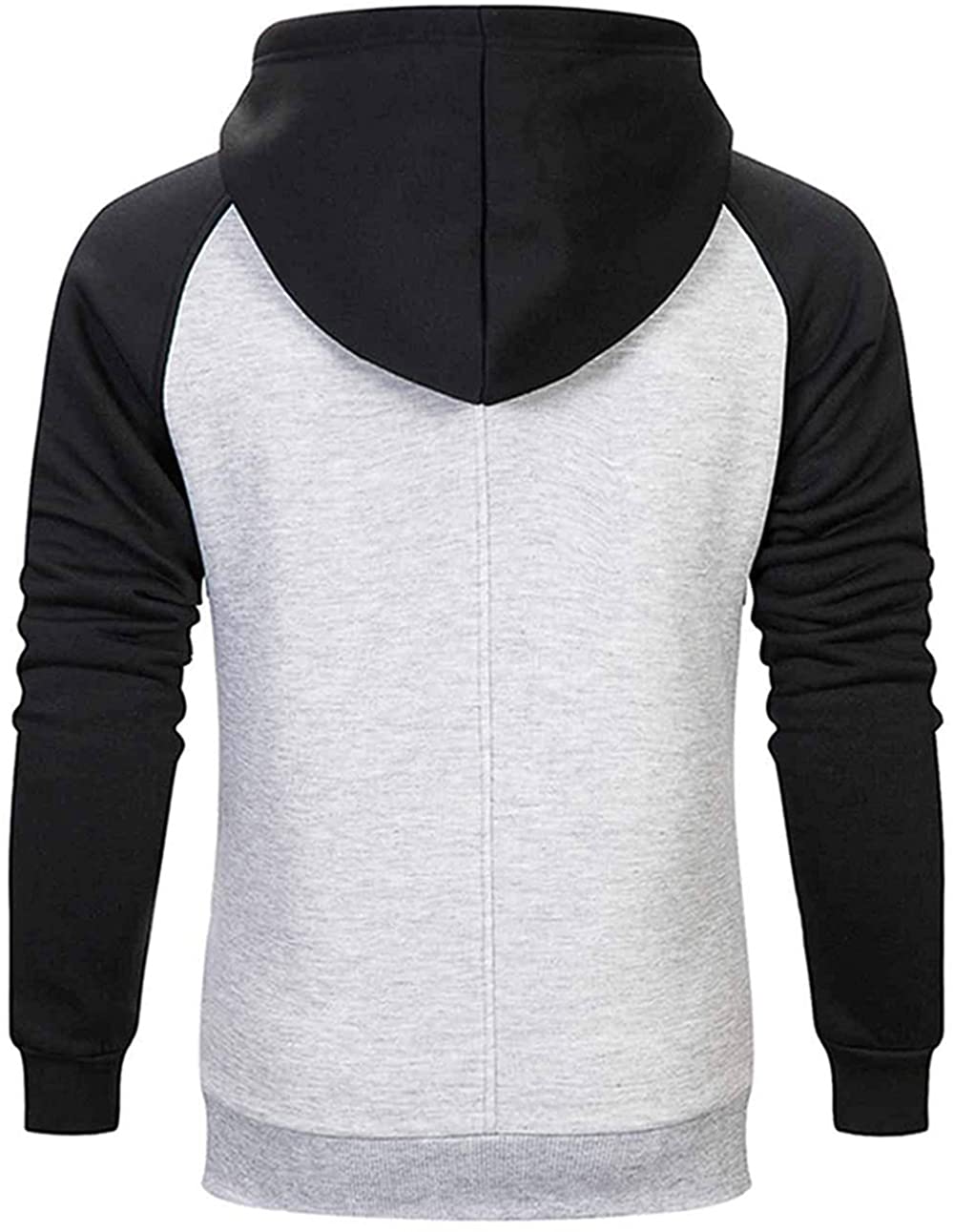 Wielsscca Mens Hoodies Patchwork Pullover Color Block Sweatshirts Casual Drawstring Tops with Pocket Light Gray XL