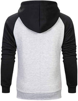 Wielsscca Mens Hoodies Patchwork Pullover Color Block Sweatshirts Casual Drawstring Tops with Pocket Light Gray XL Wielsscca