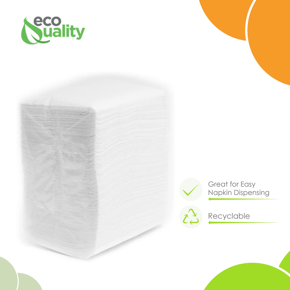 EcoQuality White Low Fold Dispenser Napkins,400/pack 1-Ply, 3 1/2 x 5 in, Dispenser Napkin Refill, Everyday Napkins, Perfect for Restaurants, Diners, Bodegas & Home EcoQuality
