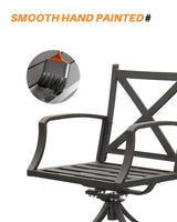 SEEHILL 9 Pieces Outdoor Dining Set, Aluminum Patio Dining Set for 8, Patio Table and Chairs Set with 2 Swivel Rocker Chairs, Patio Furniture Set with Umbrella Hole for Decks, Garden, Lawn, Gunmetal SEEHILL