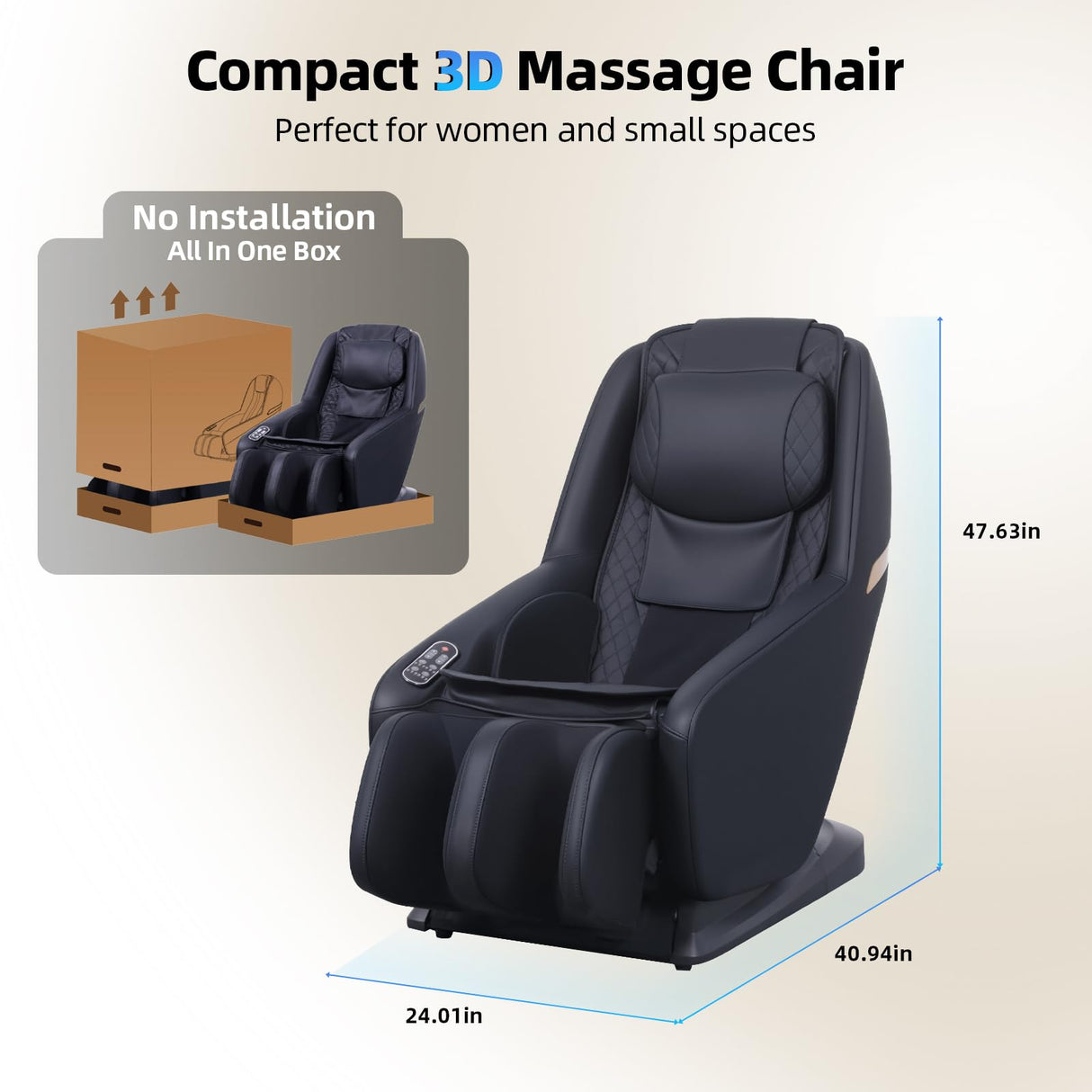 Massage Chair Full Body, Zero Gravity 3D SL-Track Shiatsu Massage Recliner Chair with Auto Modes, Airbag Massage, Wheels for Easy Movement, Compact Design for Quality Comfort, Black Msutree