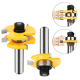 BAIDETS 1/2" Tongue and Groove Router Bits - Set of 2Pcs 1/2 Inch Shank Router Bit Set 3 Teeth Adjustable T Shape Wood Milling Cutter BAIDETS