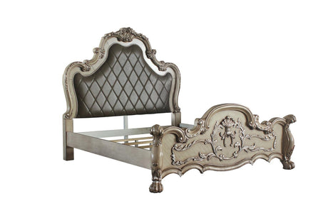 Acme Dresden Wooden Upholstered Eastern King Bed in Vintage Bone White ACME Furniture