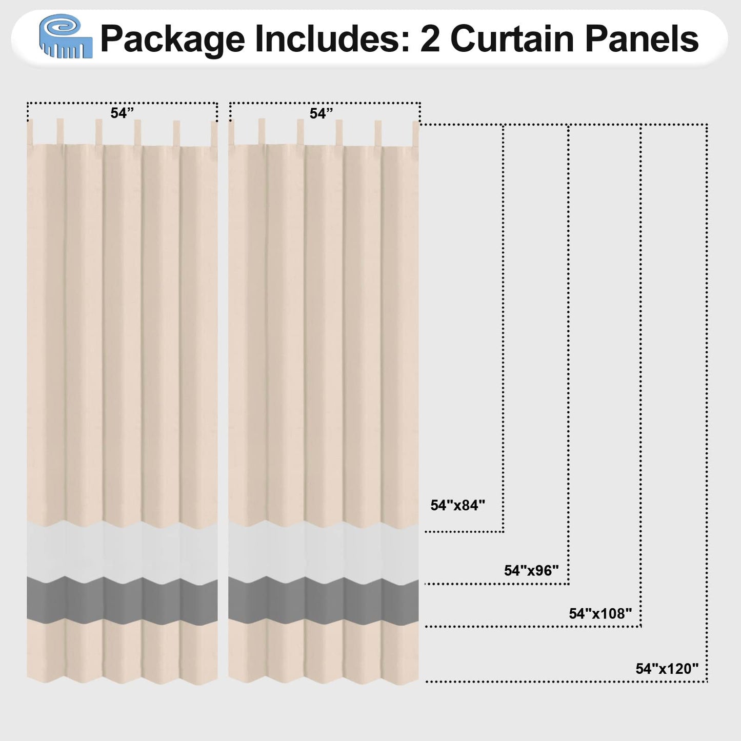 OutdoorLines Waterproof Outdoor Curtains for Patio - Windproof Tab Top Gazebo Curtain Panels - Privacy Sun Blocking Outside Curtain Set for Porch, Pergola and Cabana 54 x 84 inch, Beige, 2 Pa - WoodArtSupply