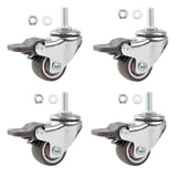 Luxinika 1 Inch Caster Wheels with M6 Threaded Stem, Small Swivel Stem Casters Set of 4 with Brakes, TPE Rubber Rolling 15 mm Screw Wheels for Furniture Tiny Shopping Cart Wire Shelving Luxinika