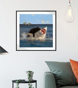 Piegricdiat Diamond Painting Kits,Cat Shark Diamond Art Kits for Adults Cross Stitch Full Drill Shiny Diamond Embroidery Pictures Arts Craft for Home Wall Decor Gift 16X16in/40x40cm-1 Piegricdiat