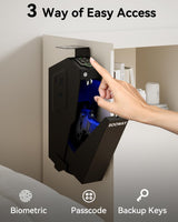 SOOWAY Biometric Pistol Safe Fingerprint Quick Access Gun Safe for Handgun, Drop Down Mounted with 3 Ways Unlock Gun Lock Box for Car, Nightstand, Desk, Wall, Dresser SOOWAY