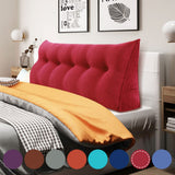 WOWMAX Headboard Pillow Bed Wedge Pillow for Headboard Bolster Pillow for Bed Back Pillow for Sitting in Bed Wedge Pillow Headboard for Day Bed Bunk Bed with Removable Cover, (59x8x20inch, Red) WOWMAX
