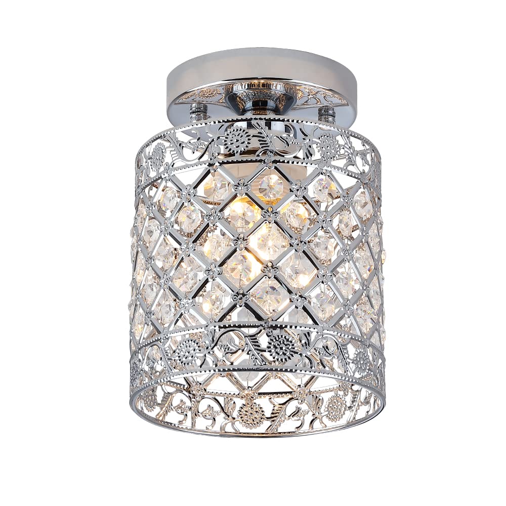Create For Life® Mini Style Modern Decor Crystal Flush Mount Ceiling Light Fixture Crystal Chandeliers Light Ceiling Lamp for Hallway, Bar, Kitchen, Dining Room, Kids Room (6 inch Shade Dia) Create For Life