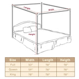 Canopy Bed Frame Full Size Stainless Steel Canopy Poles for Bed, Canopy Bed Curtains Full Bed Canopies & Drapes for 4 Corner Metal Bed Wood Bed Bedroom Decor ForestSource