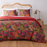 Greenland Home 3-Piece Jewel Quilt Set, King, Multicolor, Red Greenland Home Fashions