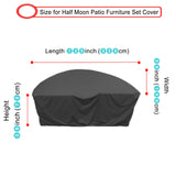 Half Moon Patio Furniture Set Covers, Half Moon Outdoor Sectional Cover Waterproof, Semi Circle Patio Sofa Couch Cover with Drawstring and Adjustable Shoulder Strap (125*59*30inch,Black) ZHMIZHAM