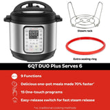 Instant Pot Duo Plus 9-in-1 Electric Pressure Cooker, Slow Cooker, Rice Cooker, Steamer, Sauté, Yogurt Maker, Warmer & Sterilizer, Includes App With Over 800 Recipes, Stainless Steel, 6 Quart Instant Pot