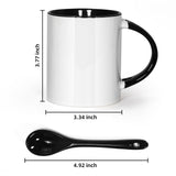 AGH Sublimation Coffee Mugs Blank 11 oz, White Straight Ceramic Cups with Pink Black White Red Interior, Handle, Spoon, Bulk Bundle Set of 12 AGH
