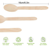 200 Pack Wooden Spoons Disposable - 6.3 Inch Length Biodegradable Cutlery - Compostable Bamboo Spoon For Chocolate, Coffee, Flavor, Ice Cream, Dessert, Parties, Dinners, Catering Services, Gatherings TANGTEA