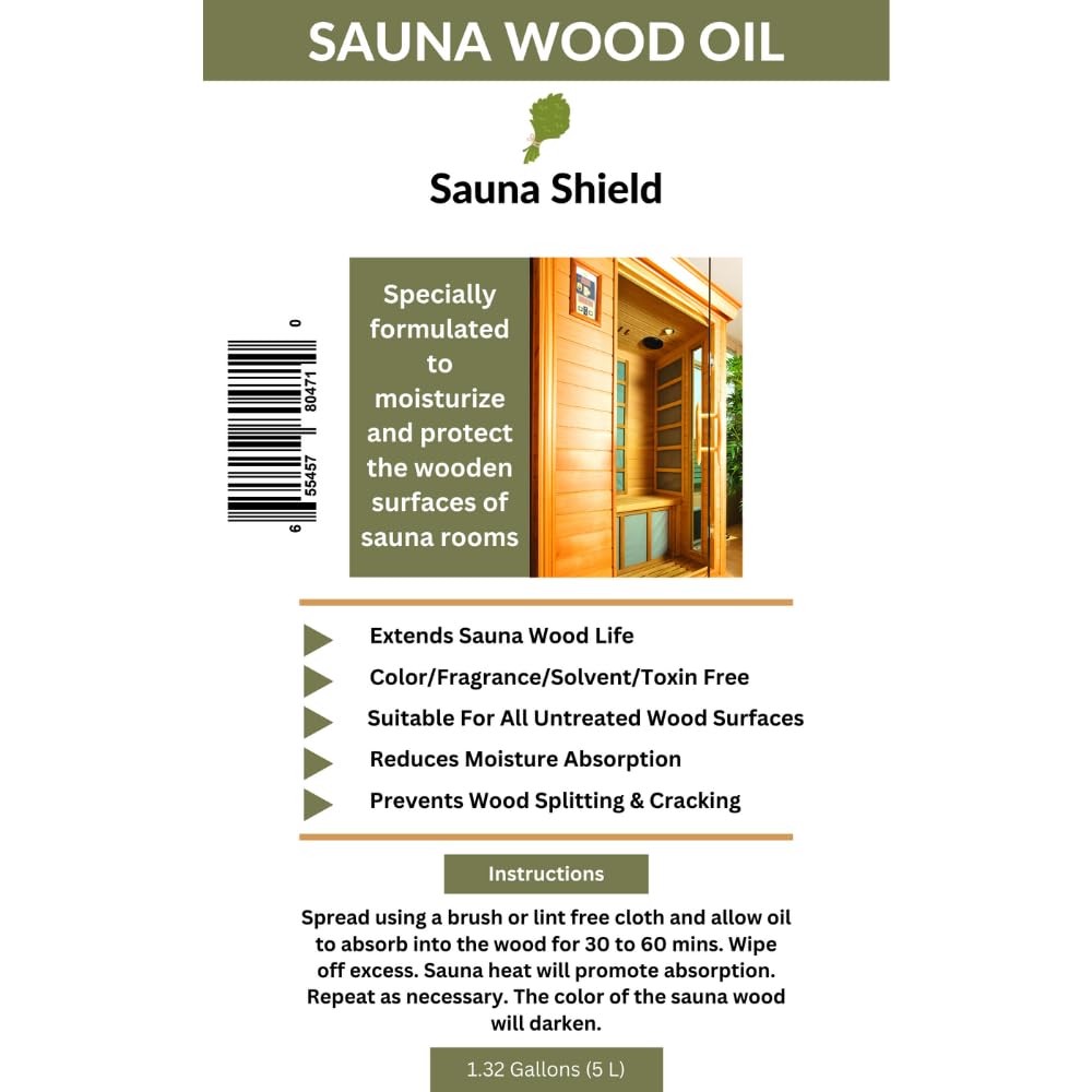 Sauna Shield Sauna Room Care Set: Sauna Wood Oil & Sauna Wood/Room Cleaner (1.32 Gallons Each) with Sponge Applicator - WoodArtSupply