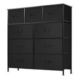 DUMOS Dresser for Bedroom, Storage Drawers, Fabric Storage Tower with 9 Drawers, Chest of Drawers with Fabric Bins, Sturdy Metal Frame, Wood Tabletop for Guest Room, Closet, Entryway, Nursery DUMOS