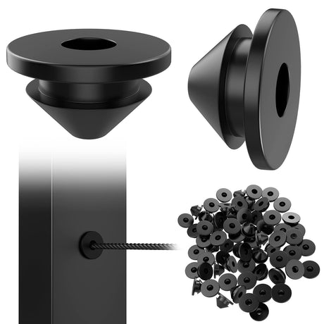 BLIKA 100 Pack Cable Railing Rubber Grommets for 1/8" 5/32" 3/16" Cables for Metal Cable Railing Posts, 1/8" Cable Railing Grommet, Cable Railing Protective Sleeves for Metal Posts, BL10-L BLIKA