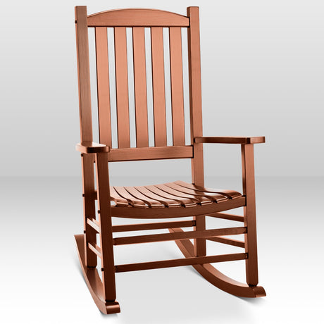 Besunbar Wood Outdoor Rocking Chair, Oversized Patio Rocking Chair w/400lbs Support & High Backrest | Porch, Lawn, Garden, Backyard, Outdoor, Indoor, Natural Besunbar